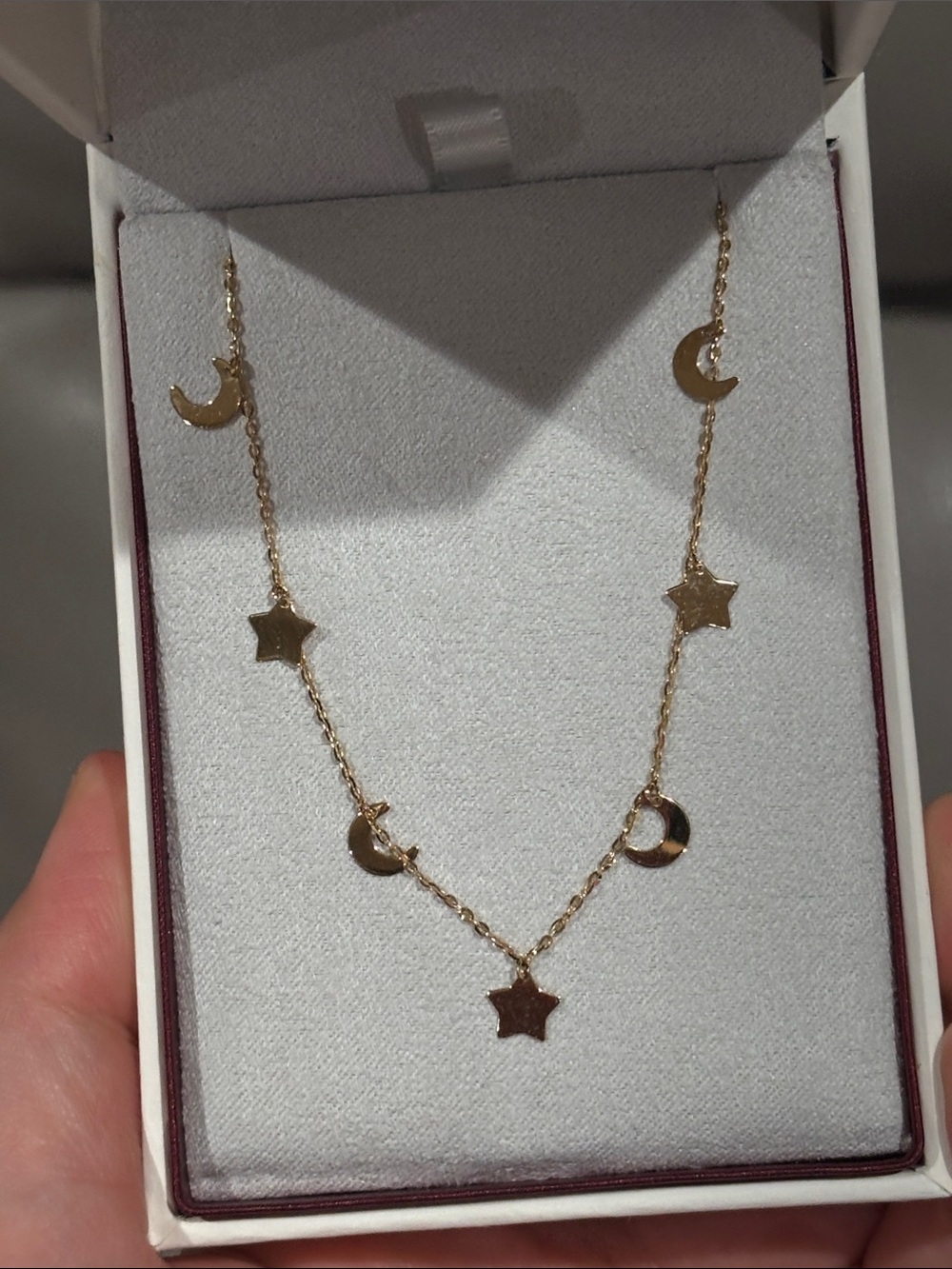 14k yellow gold Moon & Star Pendant Necklace *brand new*